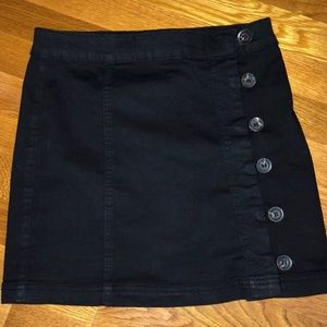 Forever 21 Black Denim Side Button Mini Skirt